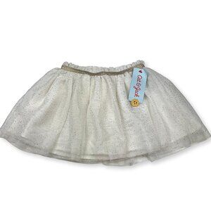 Toddler Girls' Glitter Tutu Skirt - Cat & Jack™ Cream 4T: Adjustable Waistband,